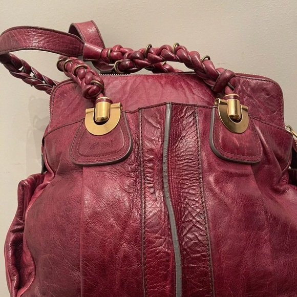 CHLOE Plum Lambskin Leather Heloise Large Satchel Bag - Picture 4 of 10